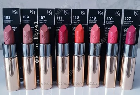 Kiko milano 104. Kiko Milano помада Gossamer emotion 103. Kiko Gossamer emotion creamy Lipstick. Kiko Gossamer emotion creamy Lipstick 106. Kiko Milano Gossamer emotion creamy Lipstick 101.